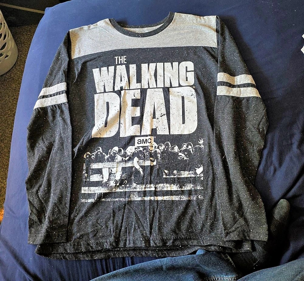 The Walking Dead AMC Promo Long Sleeve Graphic T-Shirt Black & Gray